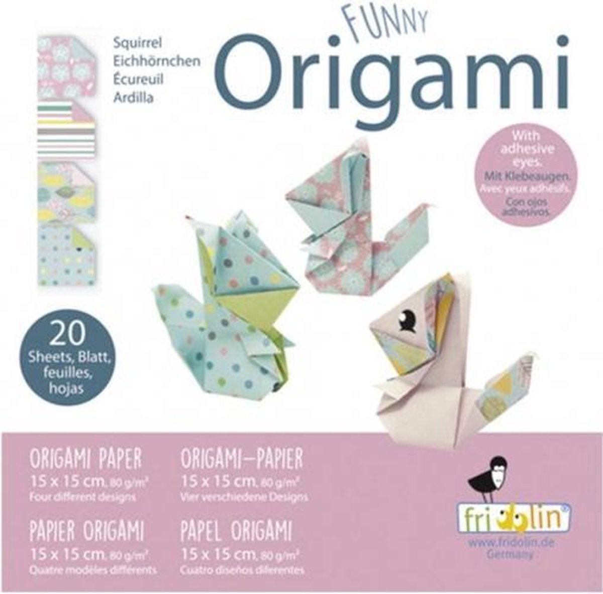 origami Eekhoorn vouwen 15 x 15 cm 20 stuks multicolor