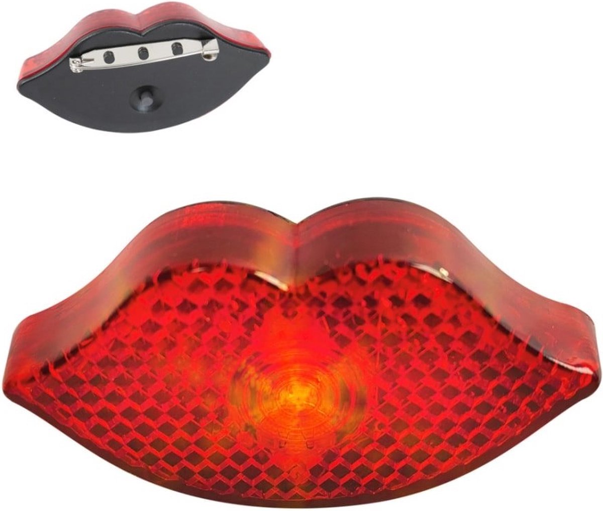 Blinkie kus broche - Rood - met licht - speldje