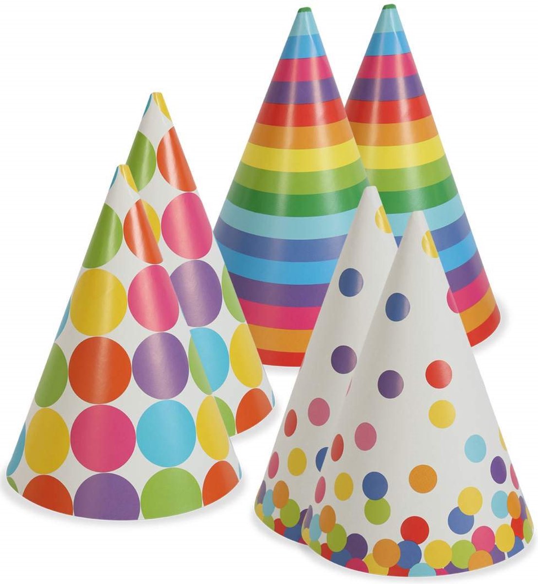 Feesthoedjes Papier - 6 stuks - bonte motiefjes