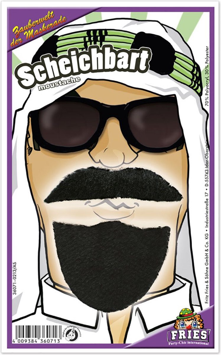 Snor Met Baard Sjeik - Zwart