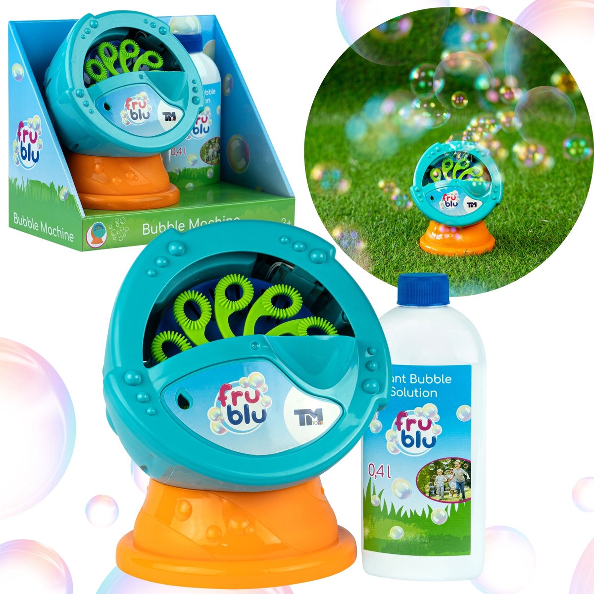 Fru Blu Zeepbellen set, zeepbellenmachine + vloeistof 400 ml