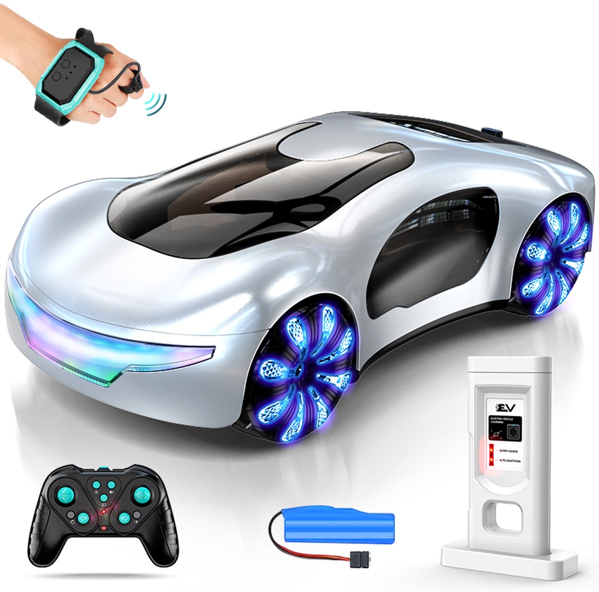 Fuegobird RC Auto - RC Voertuig - Afstandsbediening conceptauto - 360° rotatie - dubbele spray - wit