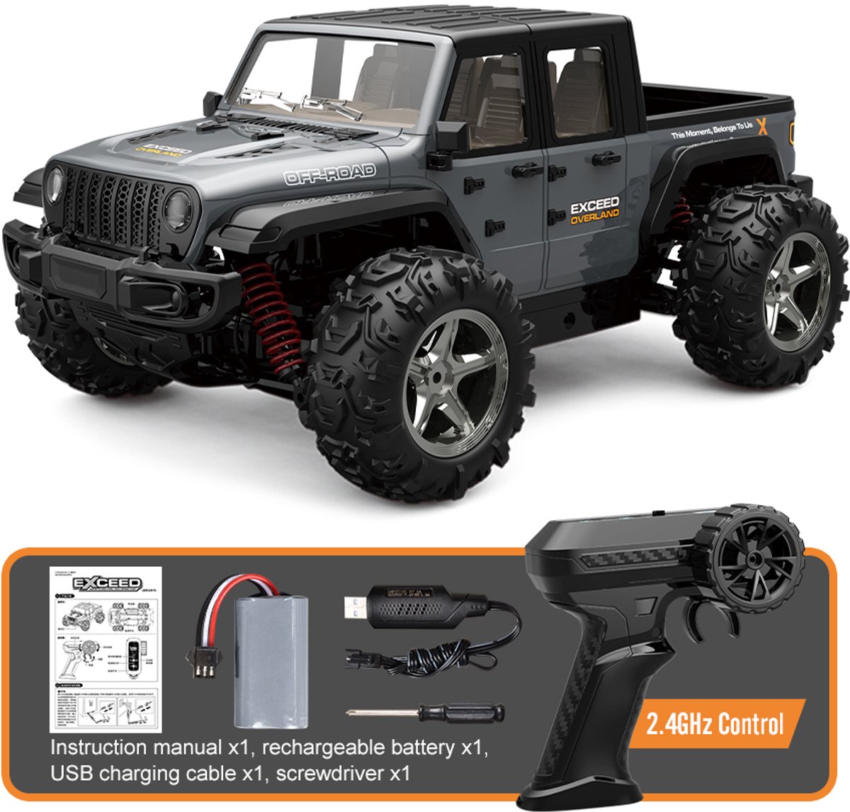 Fuegobird RC Auto - RC Voertuig - hoge snelheid speelgoedauto - Hogesnelheids terreinwagen - grijs