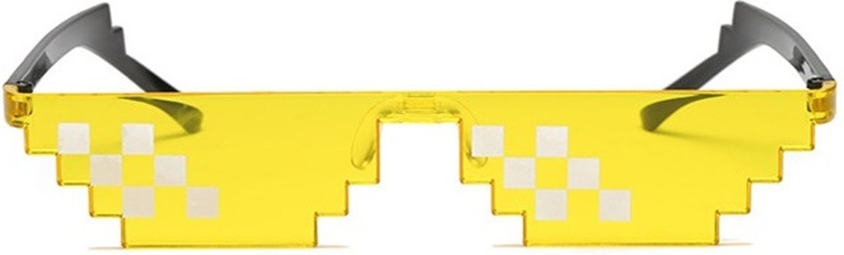 Bit pixel, thug life bril, met 6 pixels Goudgeel