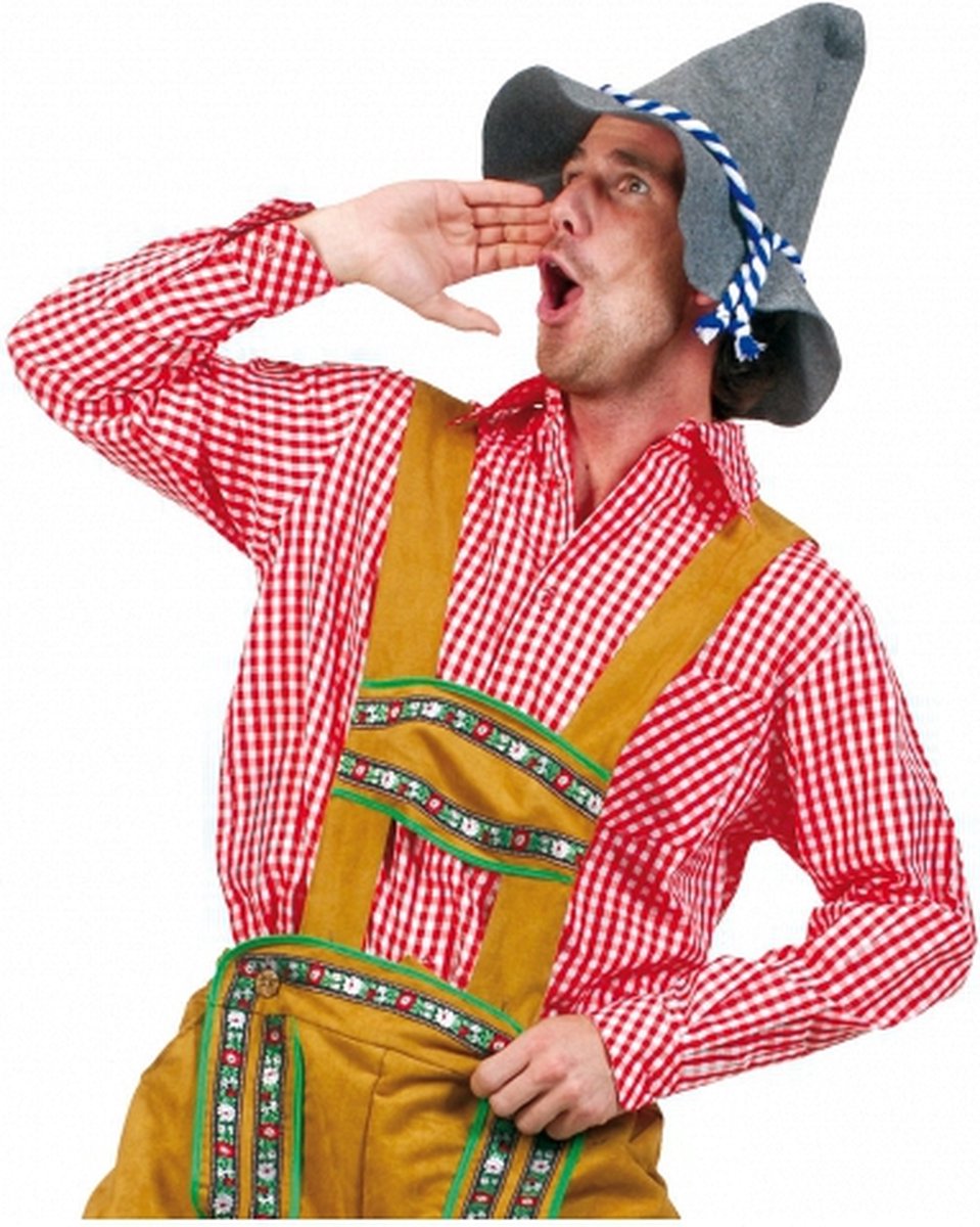 Oktoberfest Rode Oktoberfest Tiroler blouse heren maat S en M