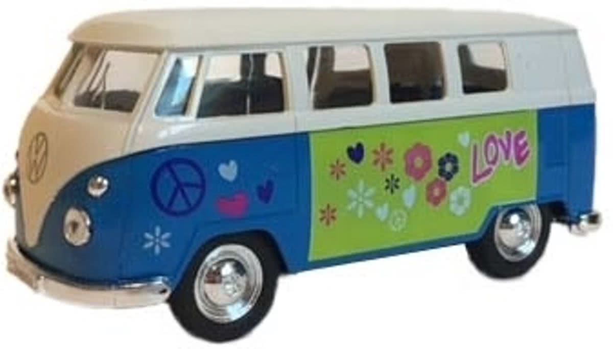 Speelgoed Volkswagen blauwe hippiebus 15 cm
