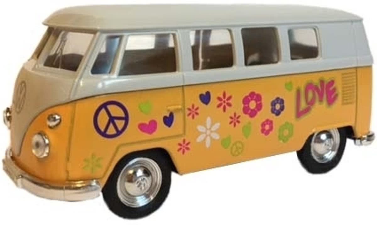 Speelgoed Volkswagen gele hippiebus 15 cm