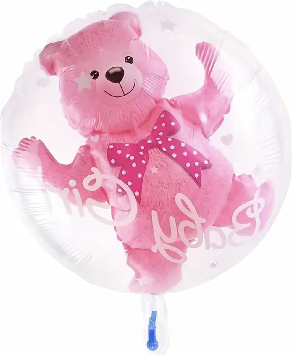 Baby girl ballon met beer 60 cm