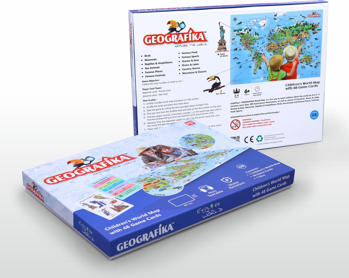 Explore the World game + childrens World map Unik Play / Geografika