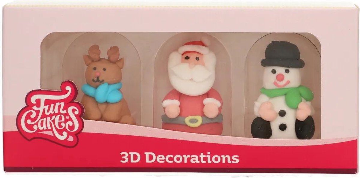 FunCakes - Suikerdecoratie - 3D Kerstfiguren - Set/3