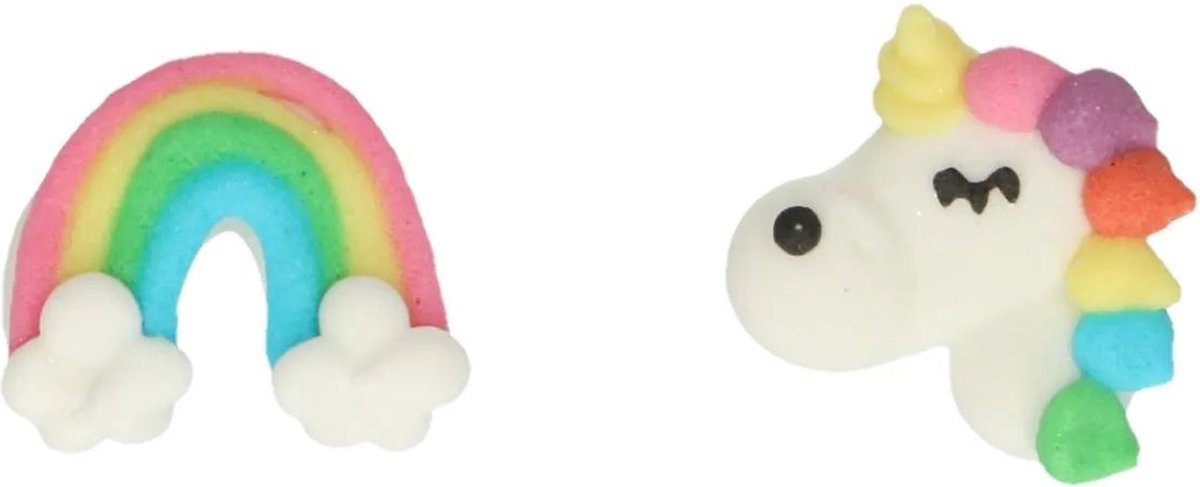   - Suikerdecoratie - Eenhoorn & Regenboog - Set/8
