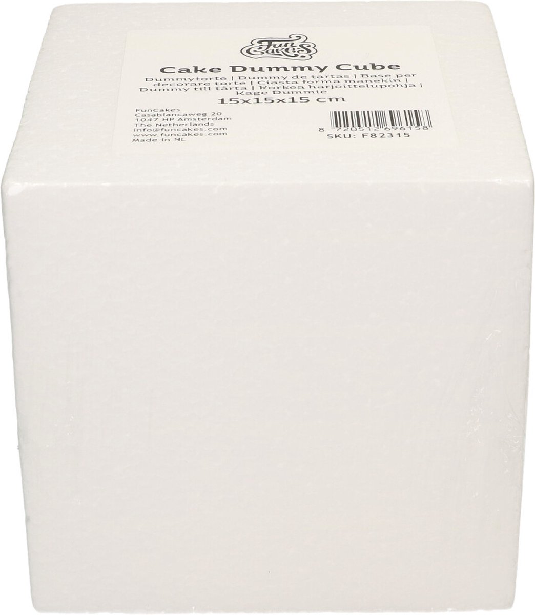 FunCakes - Taart Dummy - Kubus - 15x15x15 cm