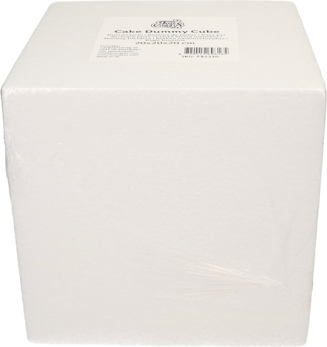 FunCakes - Taart Dummy - Kubus - 20x20x20 cm