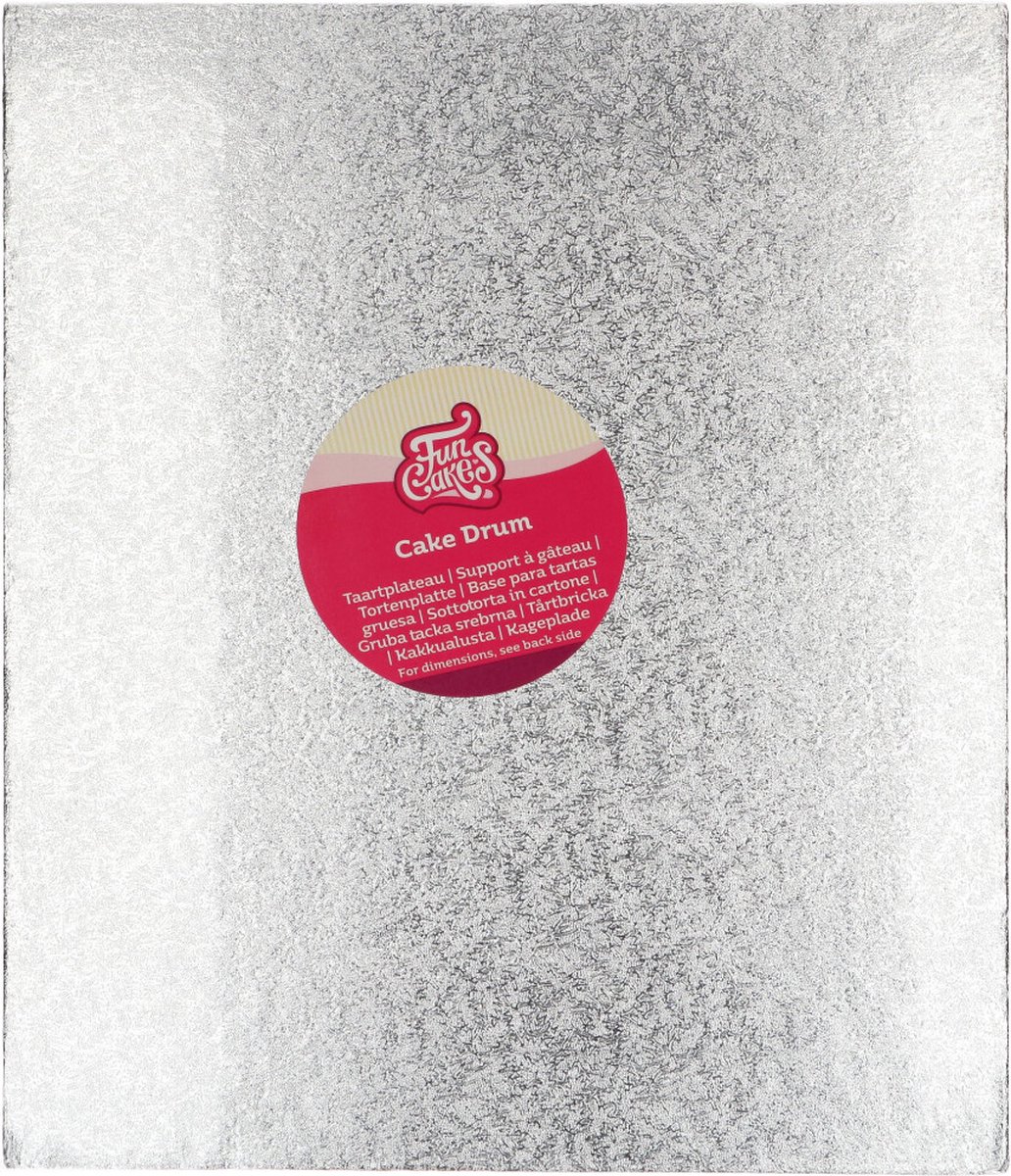 FunCakes Cake Drum Rechthoek - Zilver - 35,5x30,5 cm / 12 mm - Taartonderlegger - Taartkarton