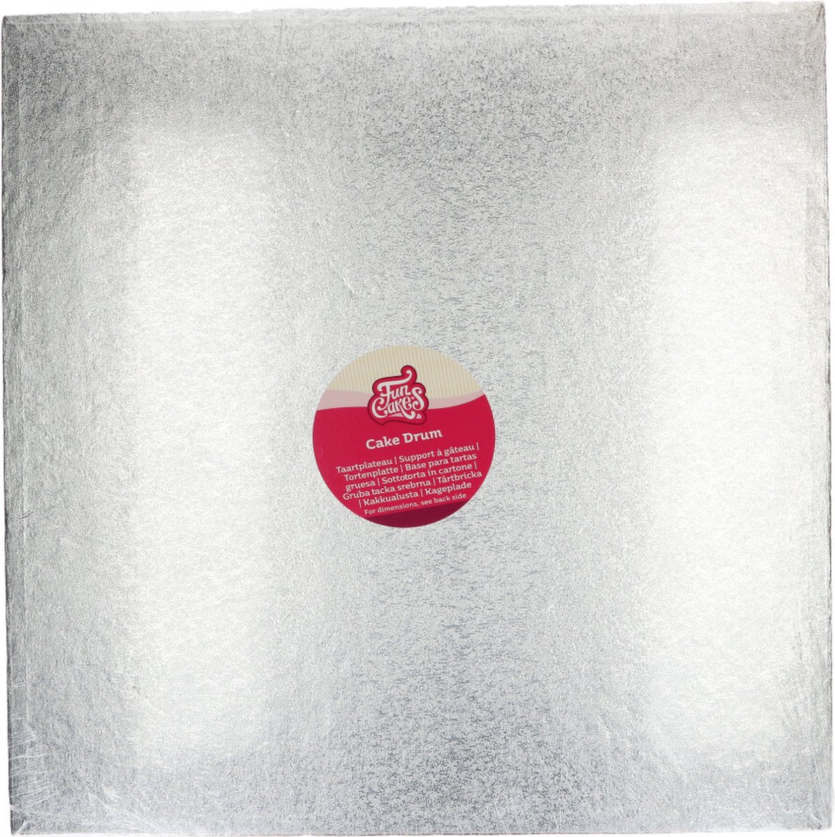 FunCakes Cake Drum Vierkant - Zilver - 45,5 cm / 12 mm - Taartonderlegger - Taartkarton