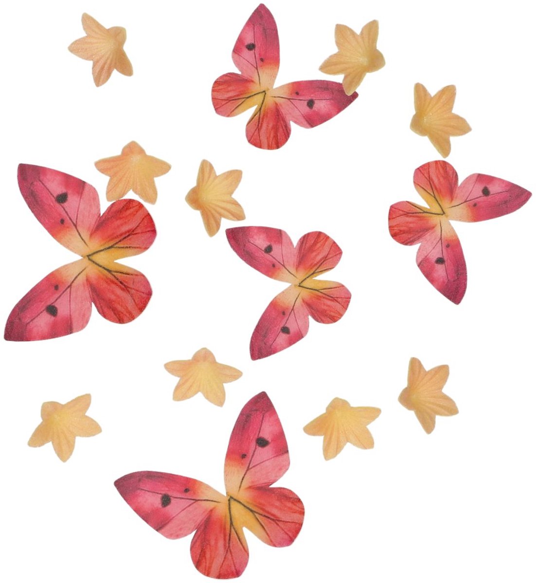 Wilton Eetbare Papieren Decoraties Bloemen & Vlinders Oranje Roze set/30