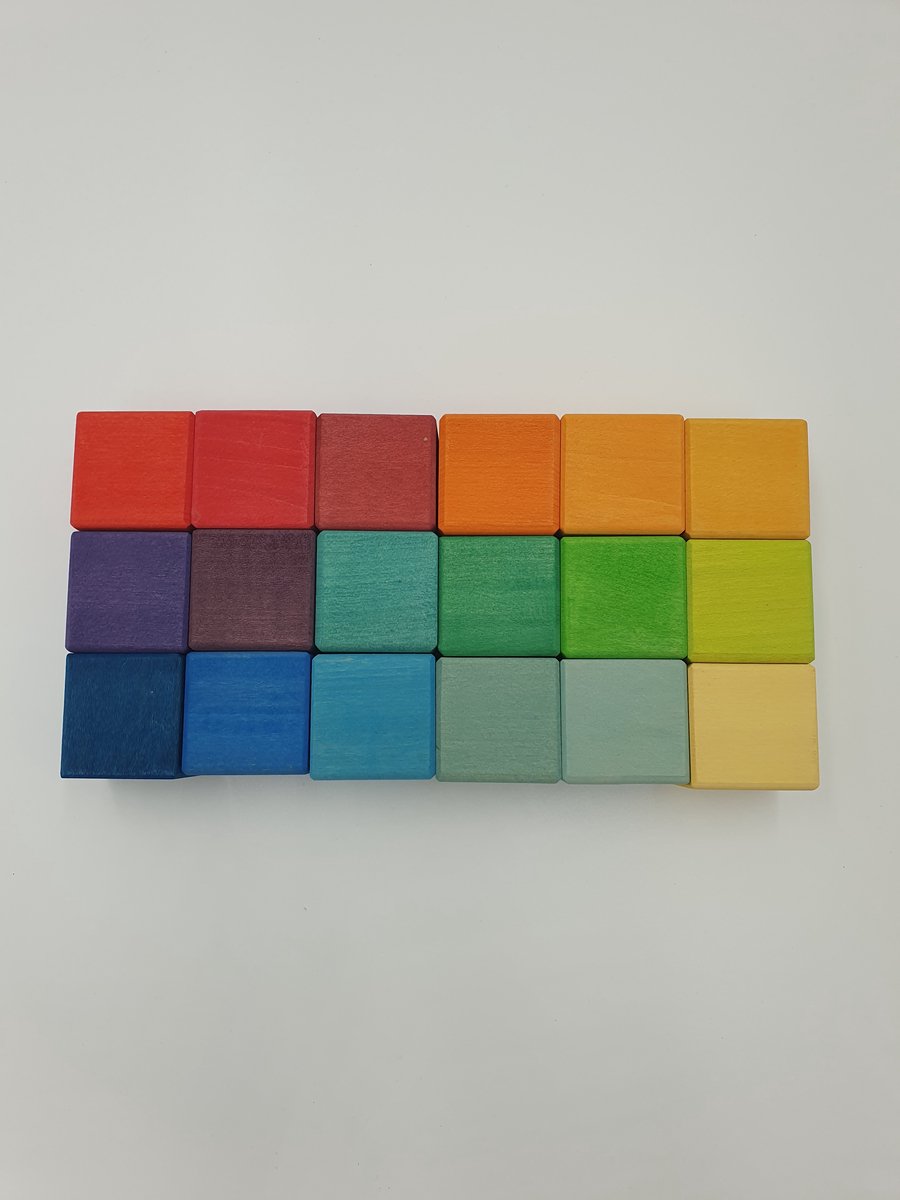 Houten blokken - Regenboogkleuren - 18 Stuks - Open einde speelgoed - Educatief montessori speelgoed - Grapat en Grimms style