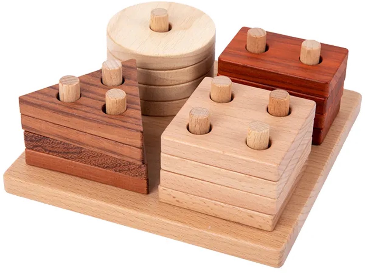 Houten puzzel met aardetinten- Sorteerspel en stapelfiguren- Open einde speelgoed - Educatief montessori speelgoed - Grapat en Grimms style