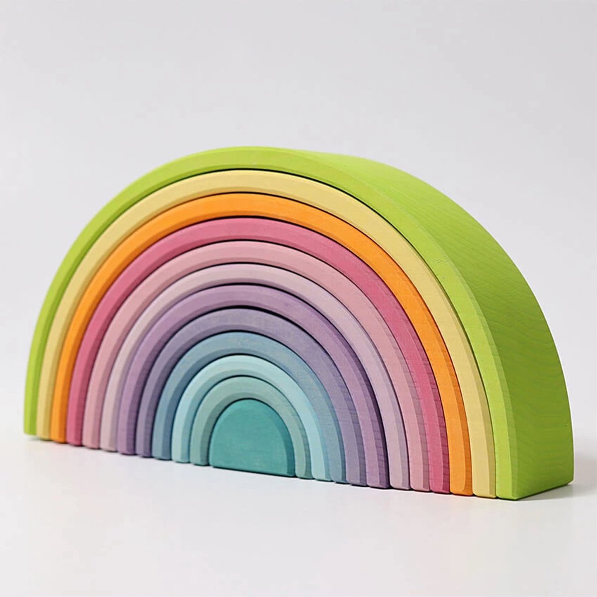 Houten regenboog - Pastelkleuren - Pastel regenboog - 12 stuks - Open einde speelgoed - Educatief montessori speelgoed - Grimms style