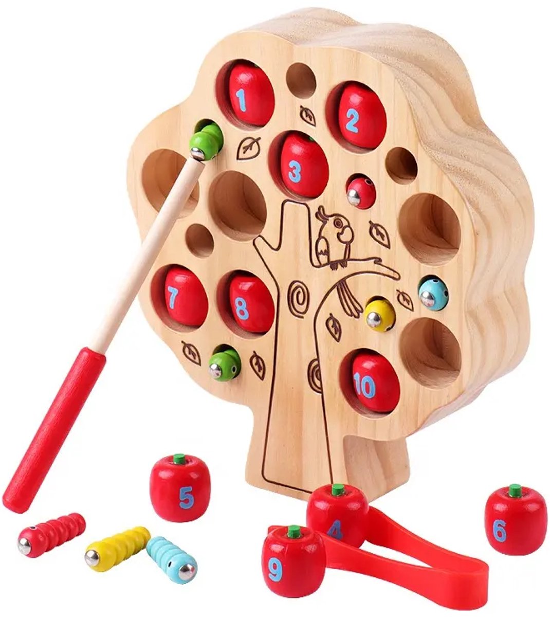 Houten speelset insectenvangen - Sensory play - Magneet vissen - Vanaf 3 jaar - Regenboogkleuren - Educatief montessori speelgoed - Grapat en Grimms style