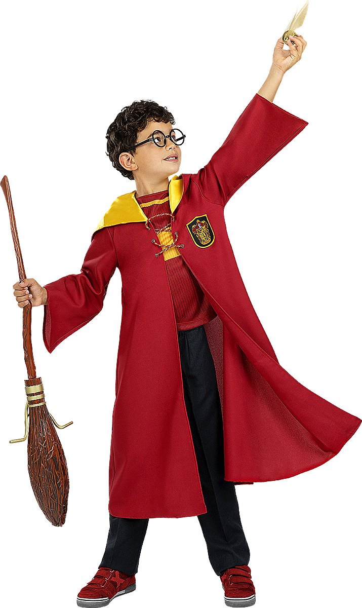 FUNIDELIA Griffoendor Zwerkbal Kostuum - Harry Potter voor meisjes en jongens Films & Series - 7-9 jaar (134-146 cm) - Bordeaux rood