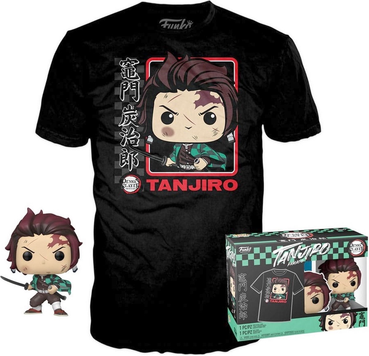   Demon Slayer: Kimetsu no Yaiba - POP! & Tee Box Tanjiro Verzamelfiguur & T-shirt Set - XL - Zwart