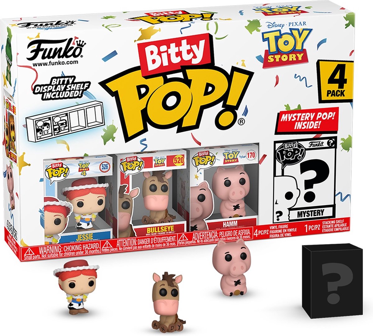   Jessie, Bulsseye, Hamm and mystery chase -   Bitty Pop! - Toy Story Figuur - 2cm