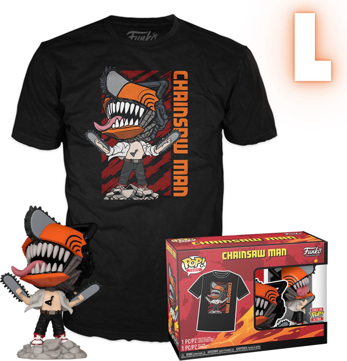   Pop! & Tee - Anime: Chainsaw Man - Chainsaw Man Leaping Exclusive - Size M