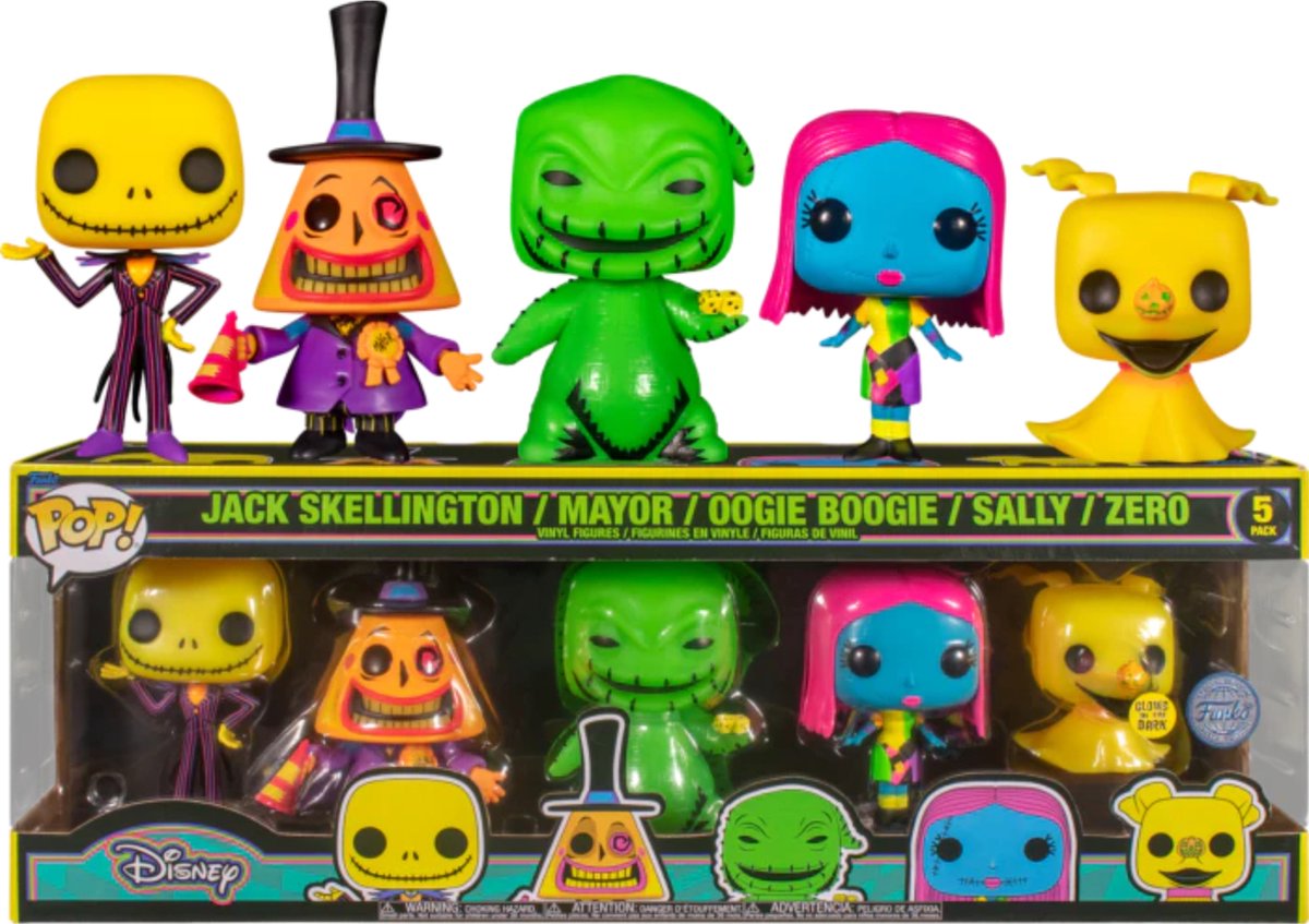   Pop! 5-Pack: Disney: The Nightmare Before Christmas - Jack Skellington / Mayor / Oogie Boogie / Sally / Zero (Blacklight) (Glows in the Dark) (Special Edition)