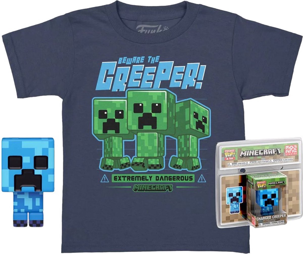   Pop! Minecraft En Korte Mouwen T-shirt Creeper Blauw M