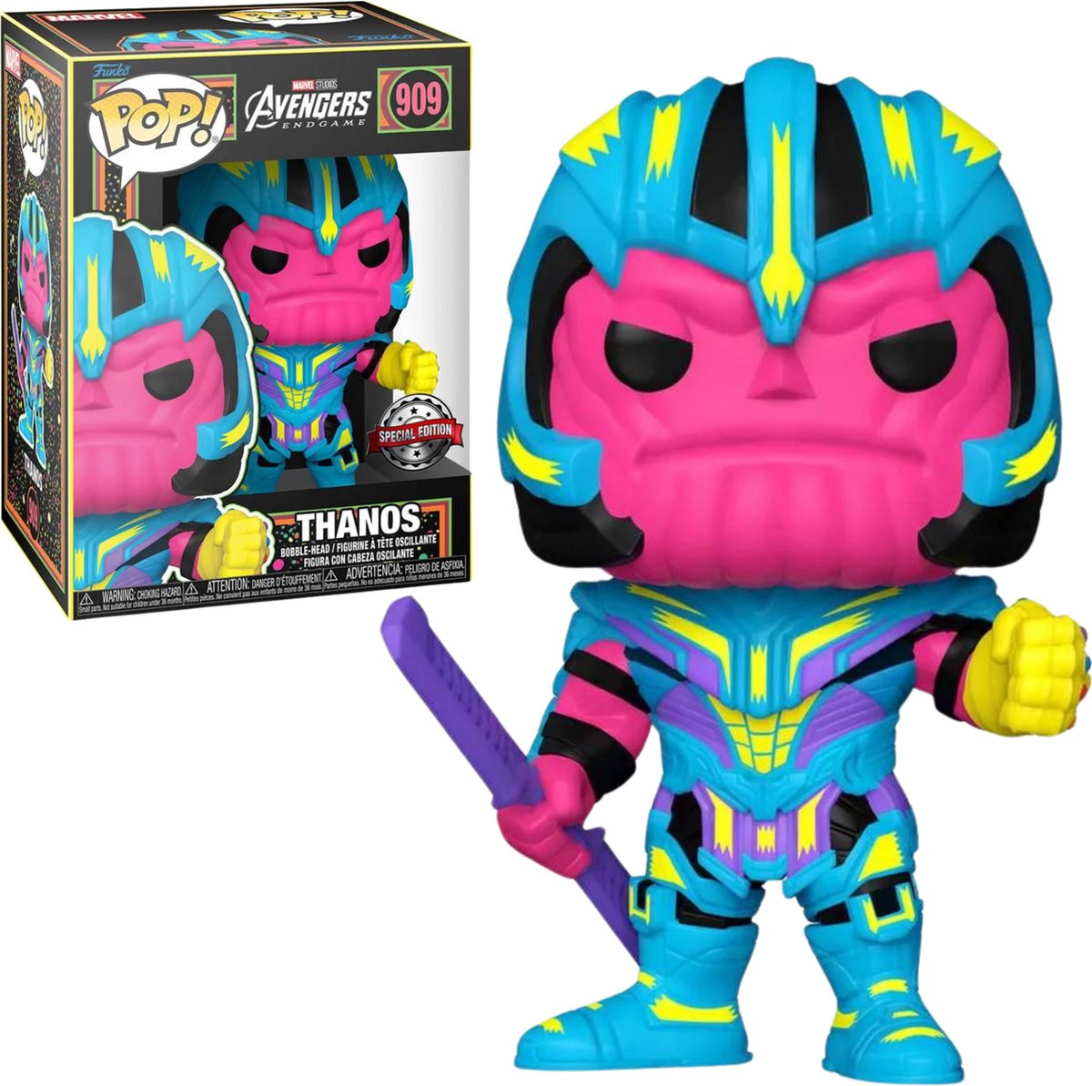 POP! Marvel Thanos BlackLight Blue Suit 909 Marvel Avengers Exclusive