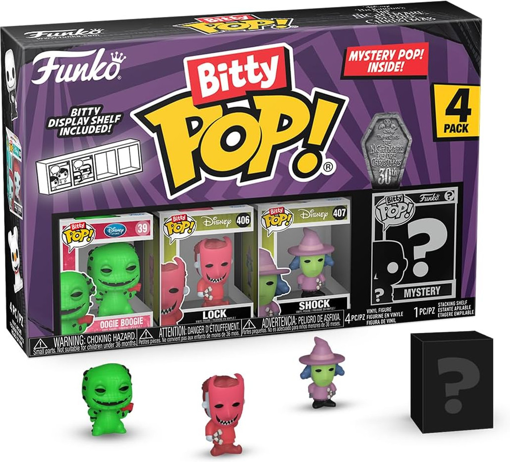 The Nightmare Before Christmas 30th Anniversary   Bitty Pop! 4-Pack: Oogie Boogie / Lock / Shock