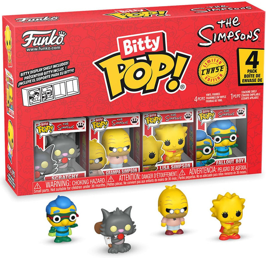 The Simpsons   Bitty Pop! 4-Pack: Scratchy / Grampa Simpson / Lisa Simpson / Chase Figuur