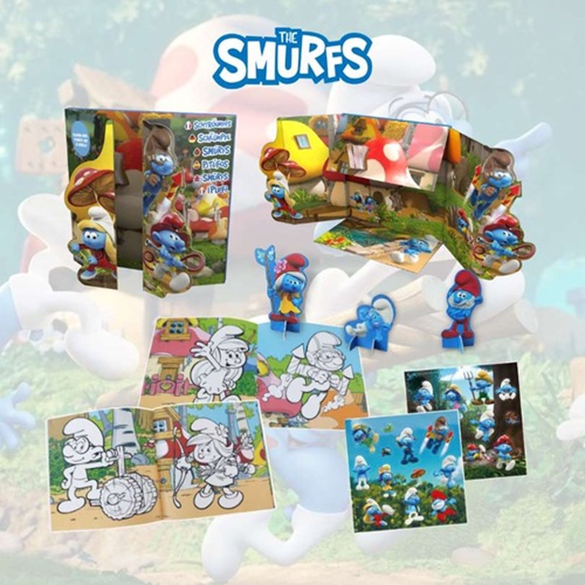 Smurfenboek met popup kartonnen figuurtjes en stickers