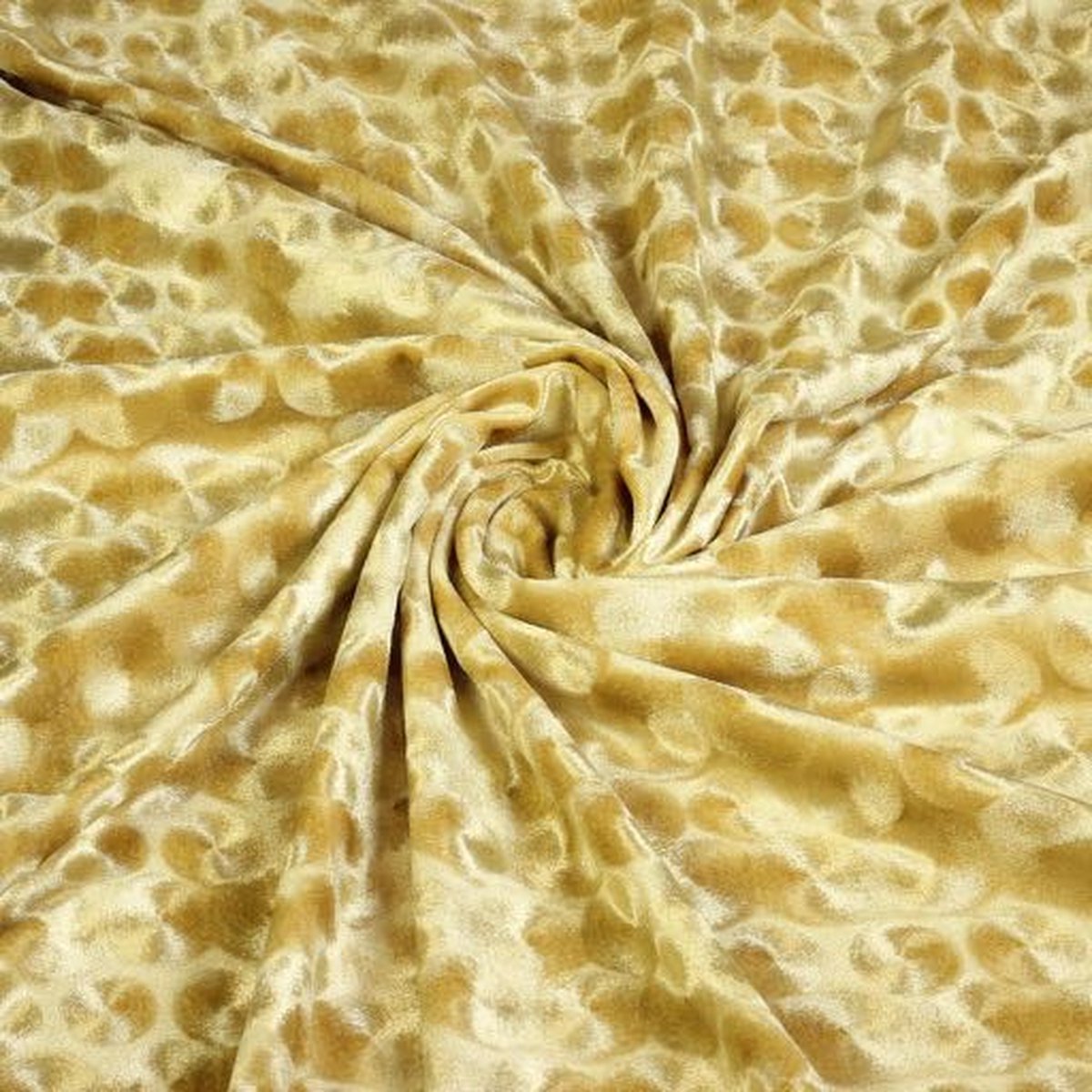 Glans stretch velvet / Velour embossed goud 3 meter