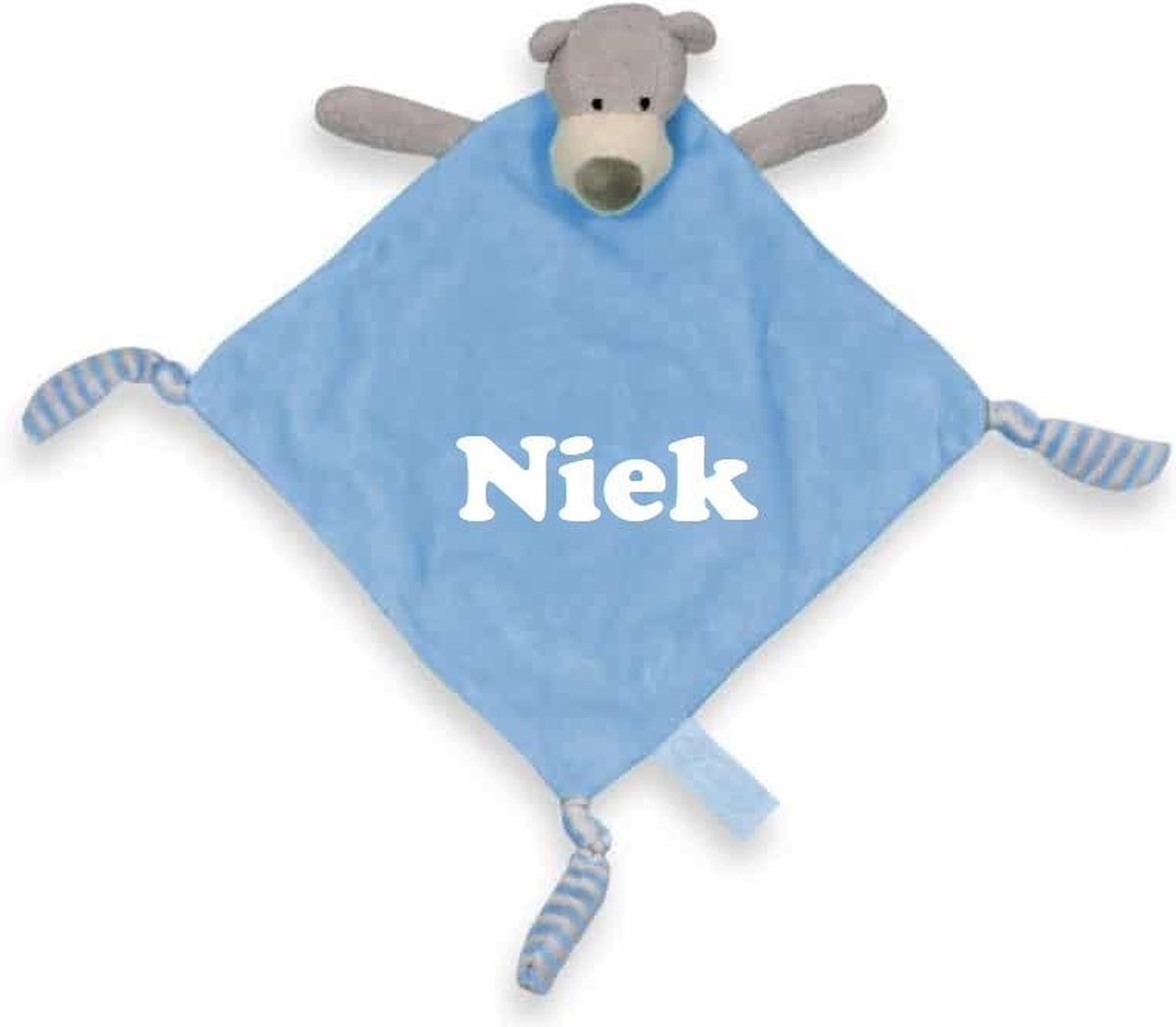 Funnies tutdoekje beer met naam - Gepersonaliseerd - Blauw