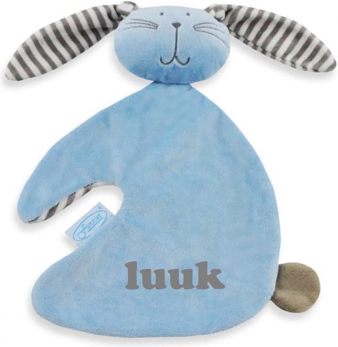 Funnies tutdoekje knuf blauw met naam - Gepersonaliseerd - Cadeau - Baby