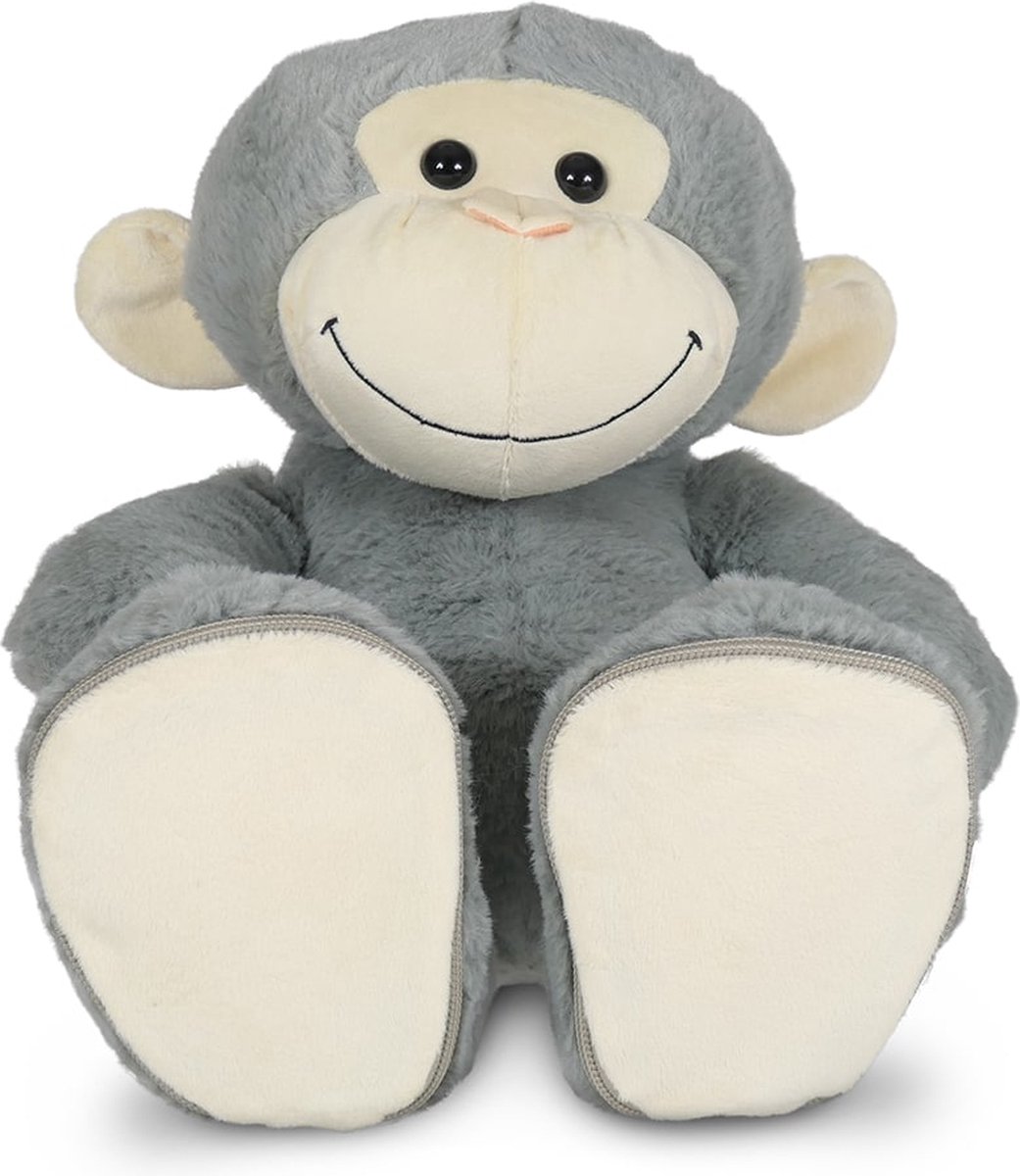 Sole Mates, knuffel Aap grijs 45cm met verwisselbare zooltjes