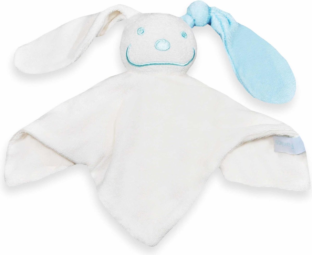 Tutpop ecru met licht blauw oor