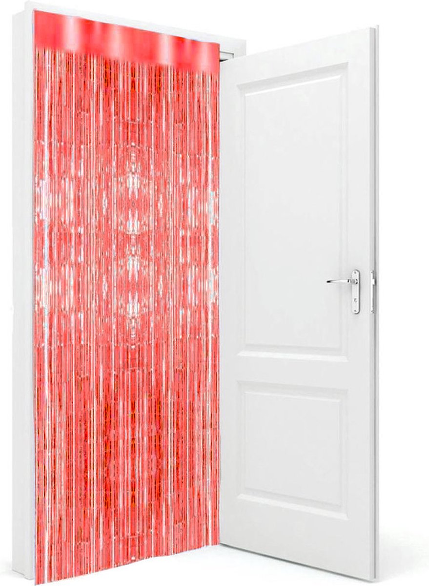 4x stuks folie deurgordijn rood 200 x 100 cm - Feestartikelen/versiering - Tinsel deur gordijn