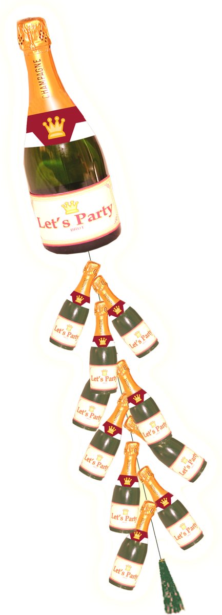 Champagnefles met knalgeluid 120cm met afstandsbediening