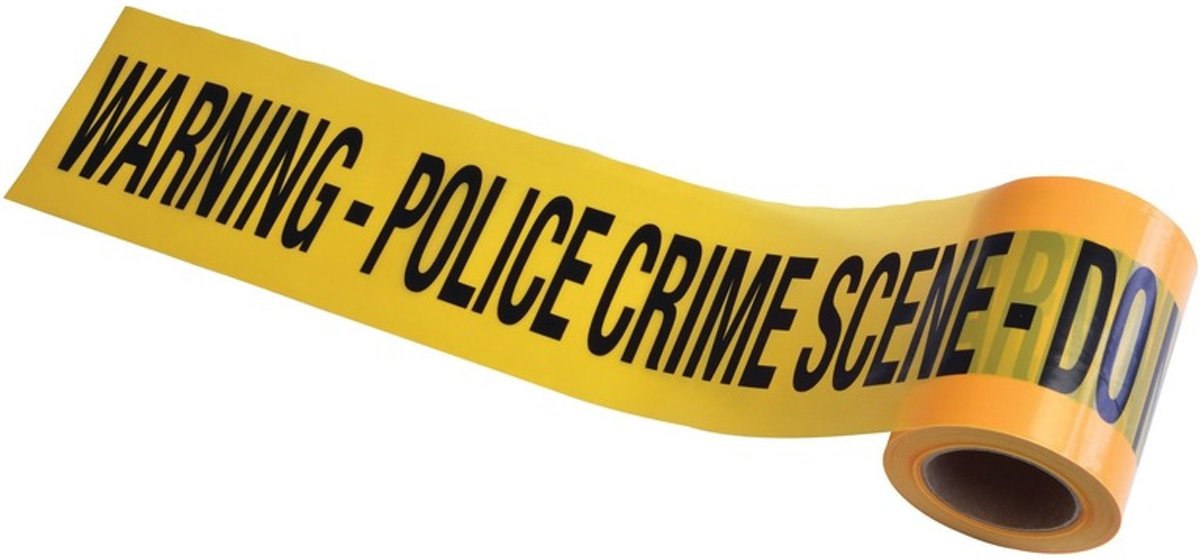 Crime Scene Warning afzetlint/markeerlint 30 meter -  en - Politie/Crime themafeest accessoires