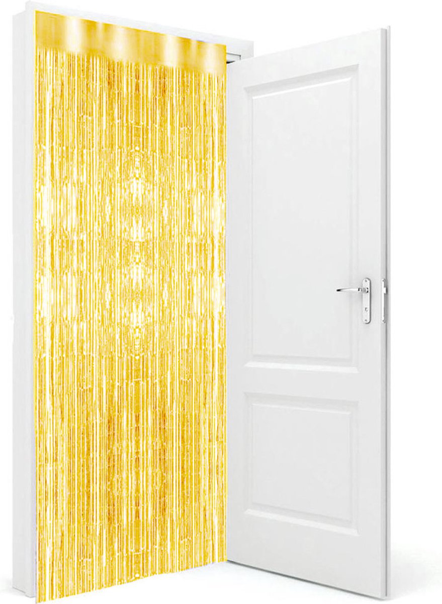 Folie deurgordijn goud 200 x 100 cm - Feestartikelen/versiering - Tinsel deur gordijn