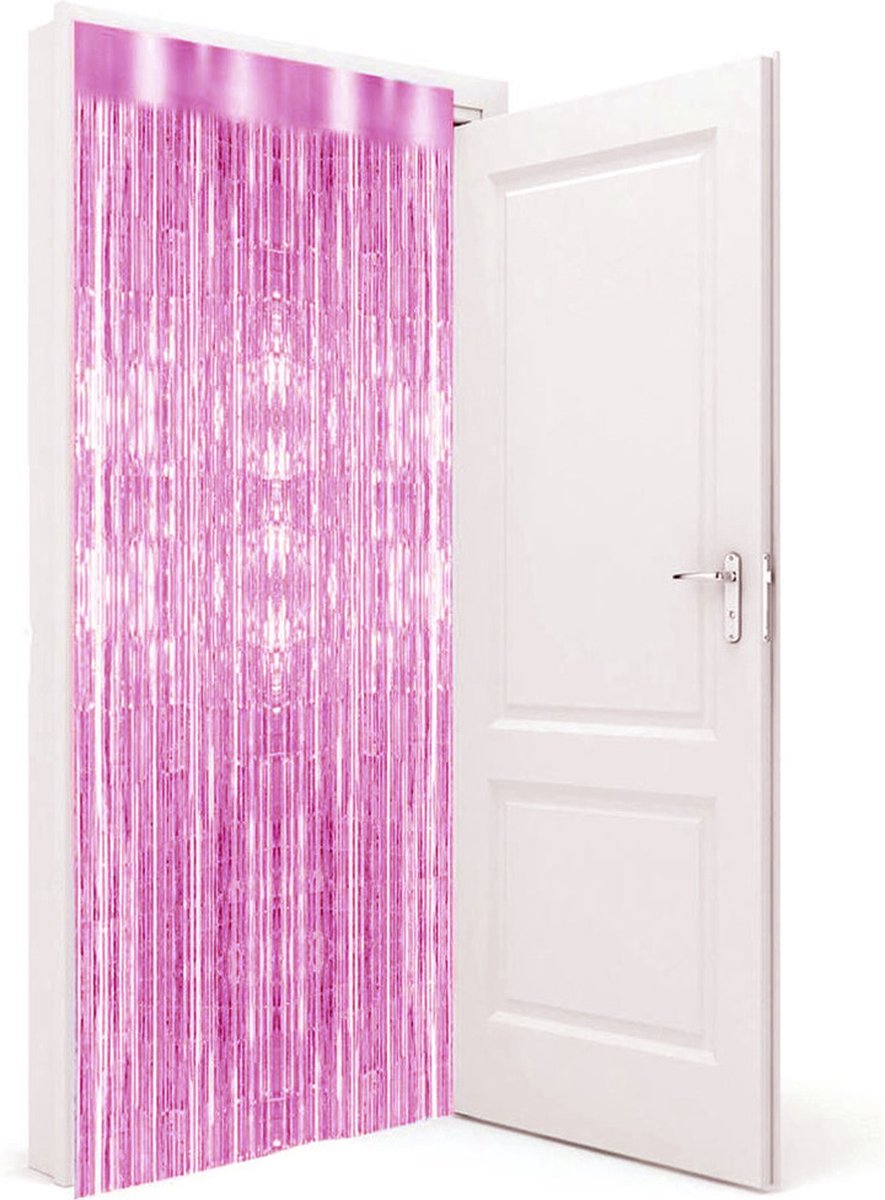 Folie deurgordijn roze 200 x 100 cm - Feestartikelen/versiering - Tinsel deur gordijn