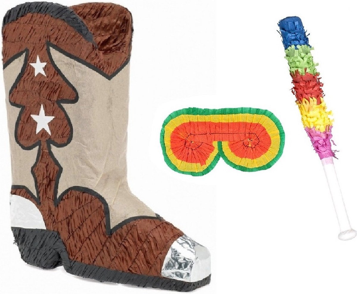   -   cowboy laars 45 cm set met masker en stok