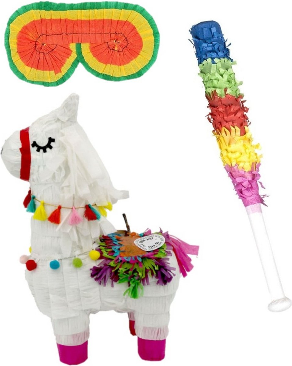   - Verjaardag   Lama van 39 cm set met stok en masker