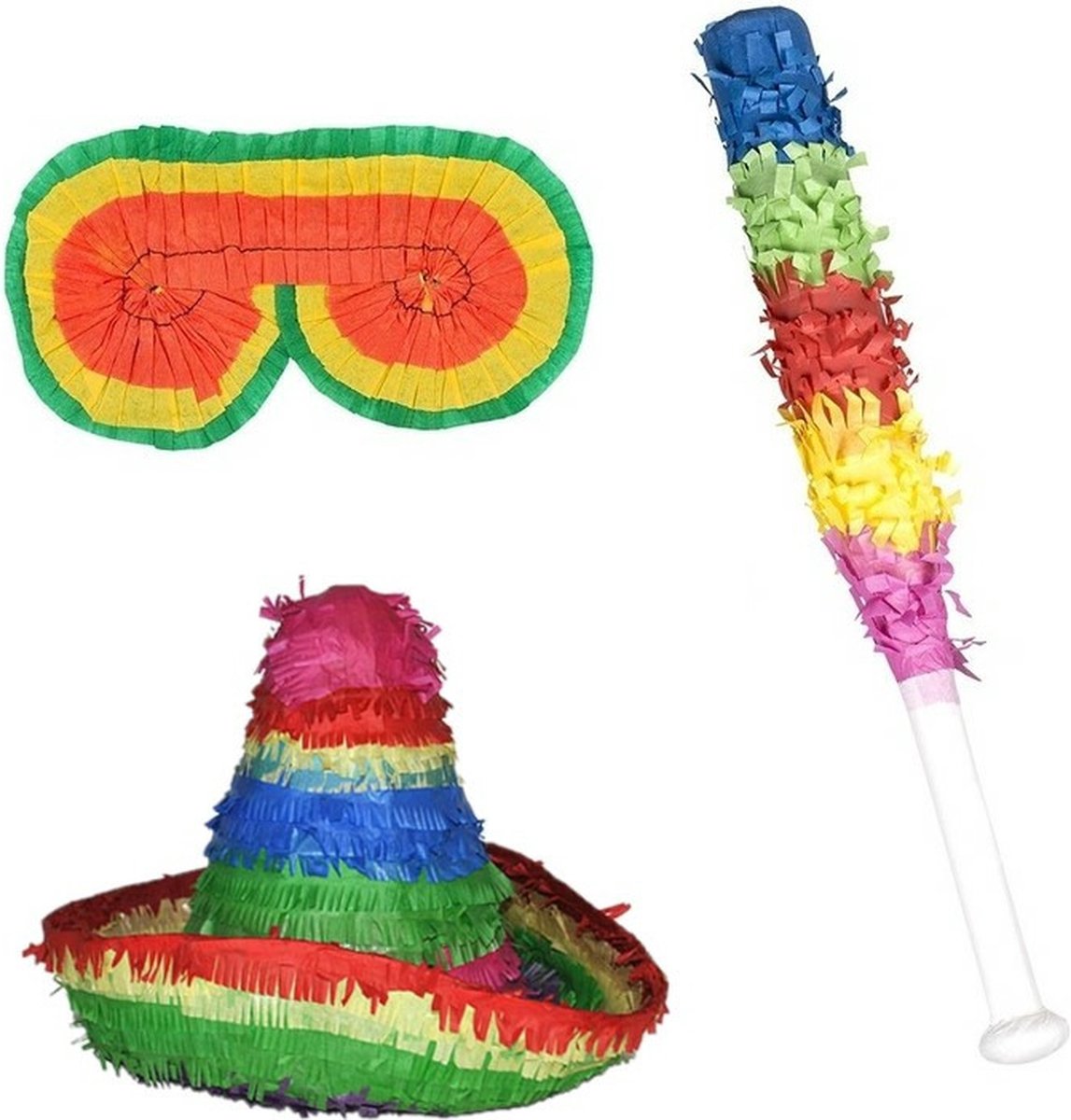   - Verjaardag   Sombrero van 40cm met stok en masker