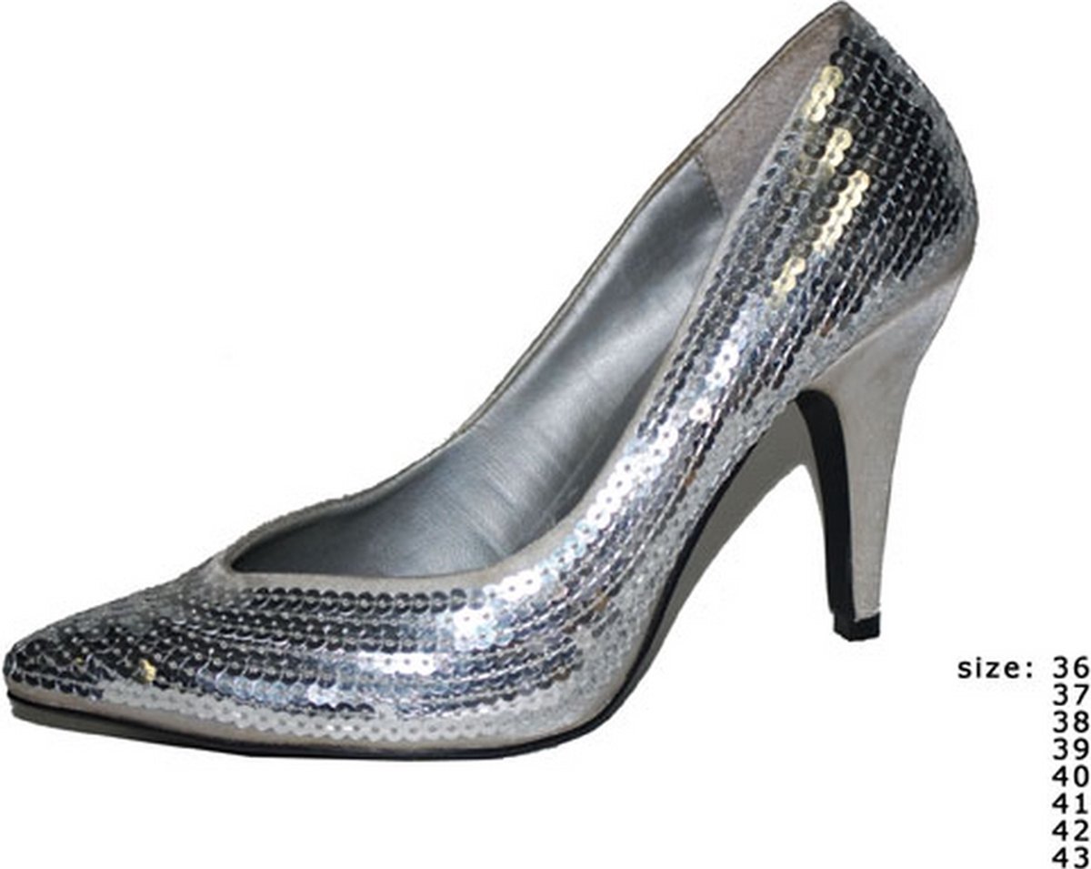   - verkleedschoenen - damesschoenen hoge hak zilver - maat 36