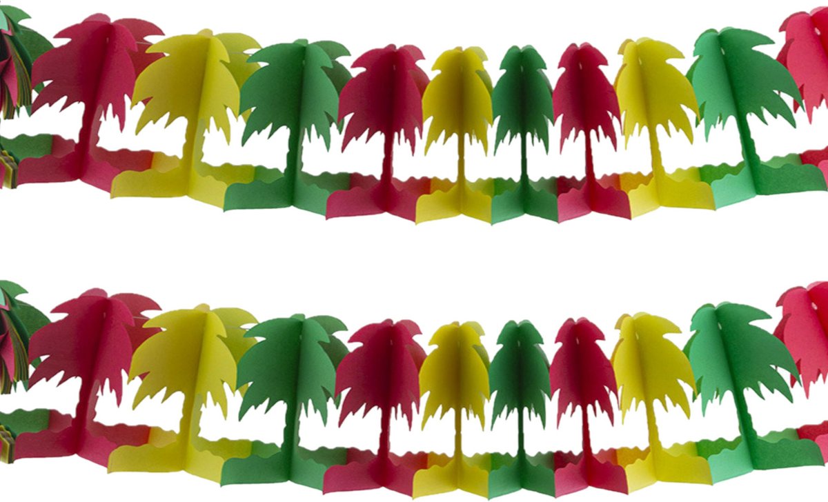Funny Fashion Hawaii palmbomen thema feestslinger - 2x - gekleurd - 400 cm - papier