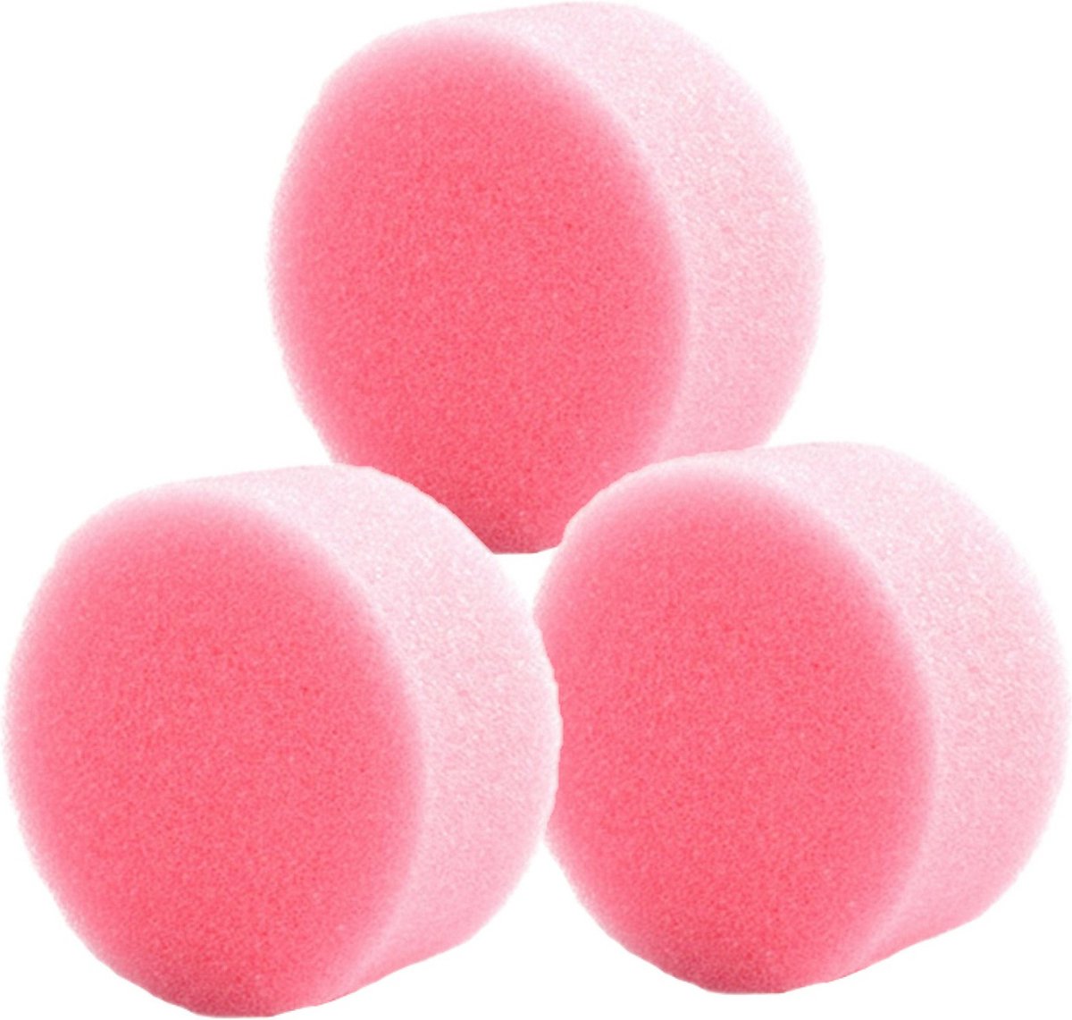 FunnyFashion Grimas schmink sponsjes - 3x stuks - roze - rond - D6 x H3 cm